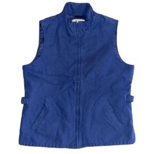 Orvis Women's Diamond Quilted Lined Full Zip Adjustable Blue Vest Medium